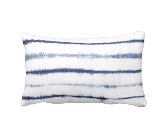 OUTDOOR Uneven Lines Lumbar Throw Pillow or Cover, Navy/Indigo/White 14 x 20" Pillows/Covers, Shibori/Stripe/Striped/Line/Stripes