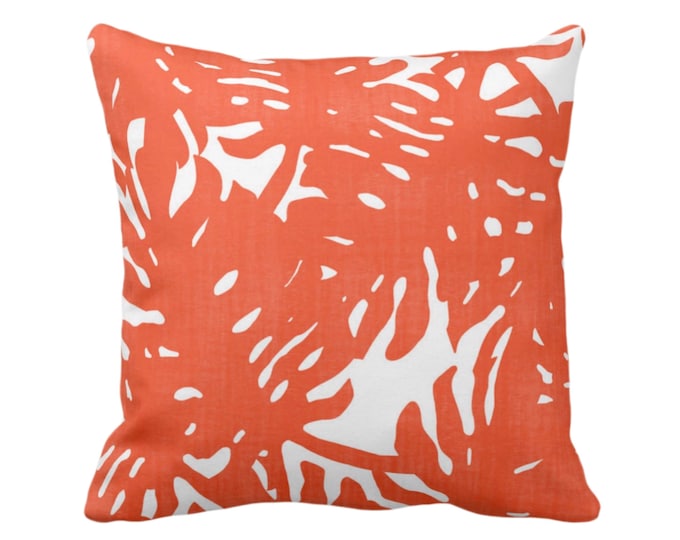 Palm Silhouette Throw Pillow or Cover Flame/White 16, 18, 20, 22, 26" Sq Pillows/Covers Orange/Red Tropical/Leaf/Leaves/Palms Print/Pattern