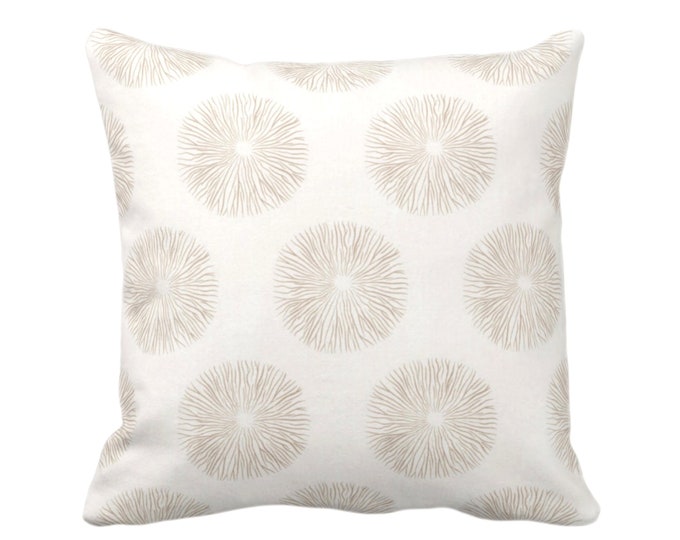 Sea Urchin Throw Pillow or Cover, Sand/Off-White 16, 18, 20, 22 or 26" Sq Pillows or Covers, Beige/Tan Modern/Starburst/Geometric Print
