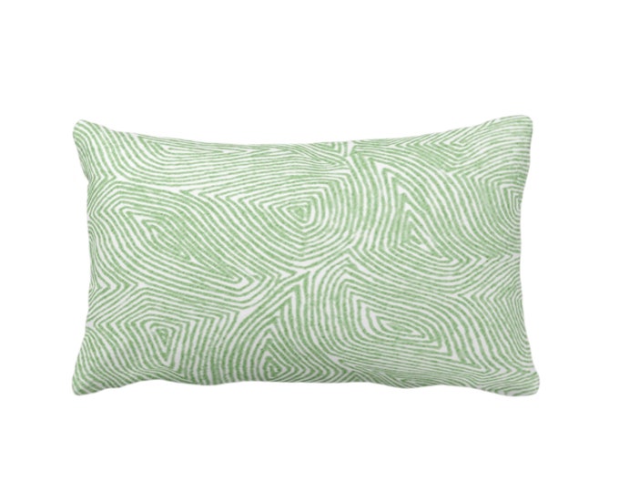 Sulcata Geo Throw Pillow or Cover, Cactus Green & White 12 x 20" Lumbar Pillows/Covers Abstract Geometric/Wavy/Lines/Tribal Pattern/Print