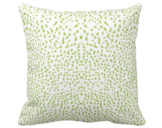 Mirrored Abstract Animal Print Throw Pillow or Cover 16, 18, 20, 22, 24, 26" Sq Pillows/Covers Bright Green/White Spots/Spotted/Dots/Dot/Geo