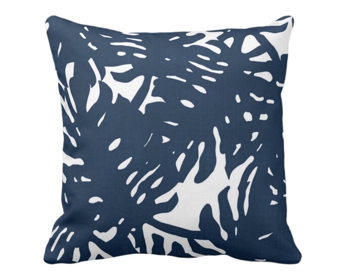 Palm Silhouette Throw Pillow or Cover Navy/White 16, 18, 20, 22 or 26" Sq Pillows or Covers Tropical/Leaf/Leaves/Palms Print/Pattern