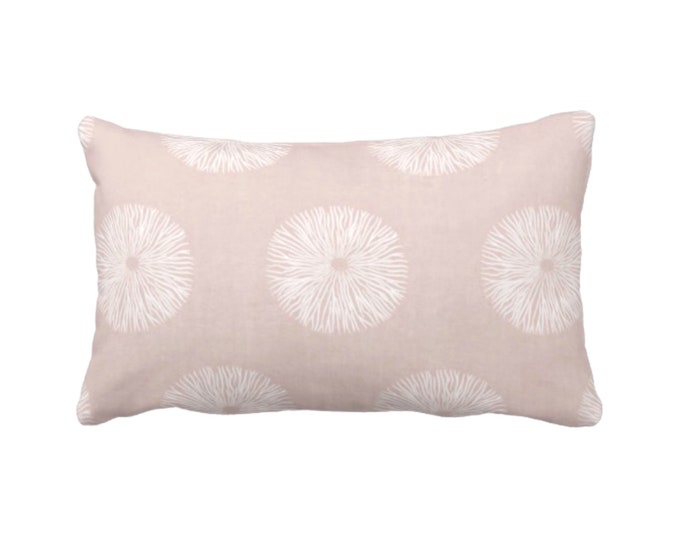 OUTDOOR Sea Urchin Print Throw Pillow or Cover, Blush/White 14 x 20" Lumbar Pillows/Covers, Dusty Pink Abstract Geometric Pattern