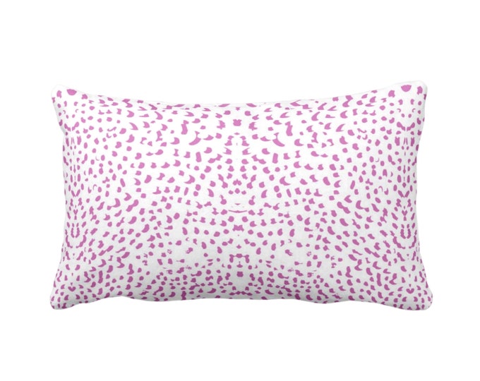 OUTDOOR Mirrored Abstract Animal Print Throw Pillow or Cover 14 x 20" Lumbar Pillows/Covers, Bright Pink/White Spots/Spotted/Dots Pattern