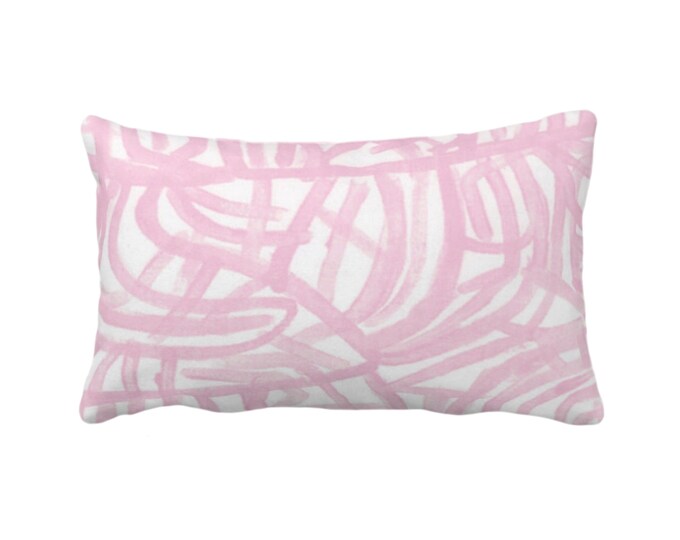 OUTDOOR Avant Throw Pillow or Cover, White/Blossom 14 x 20" Lumbar Pillows/Covers Print Light Pink Painted Abstract Modern Geometric/Lines