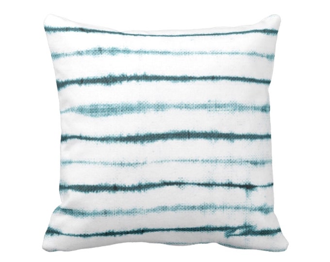 Uneven Lines Throw Pillow or Cover, Teal/White Print 16, 18, 20, 22 or 26" Sq Pillows or Covers, Striped/Stripe/Line Turquoise Blue