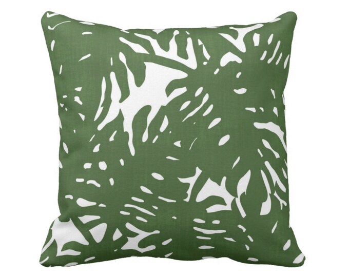 Palm Silhouette Throw Pillow or Cover Green/White 16, 18, 20, 22, 26" Sq Pillows or Covers Tropical/Leaf/Leaves/Palms Print/Pattern