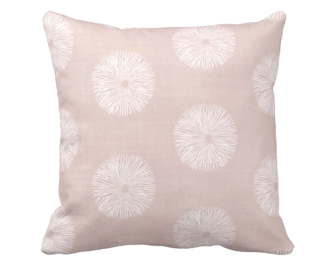 Sea Urchin Throw Pillow or Cover, Blush/White 16, 18, 20, 22 or 26" Sq Pillows or Covers, Light/Dusty Pink Modern/Abstract Print