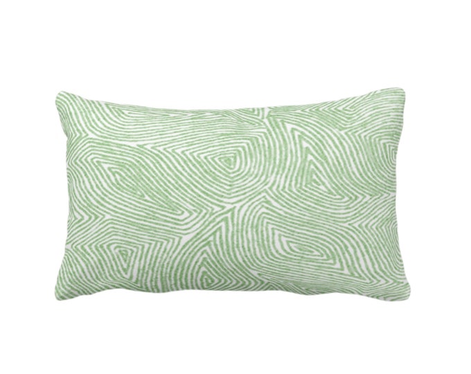 OUTDOOR Sulcata Geo Throw Pillow/Cover, Cactus Green & White 14 x 20" Lumbar Pillows/Covers, Abstract Geometric/Lines/Waves Print/Pattern