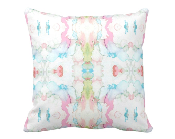 OUTDOOR - READY to SHIP - Mirrored Watercolor Throw Pillow Cover 18" Sq Pink/Blue/Green Abstract Modern/Colorful Painted