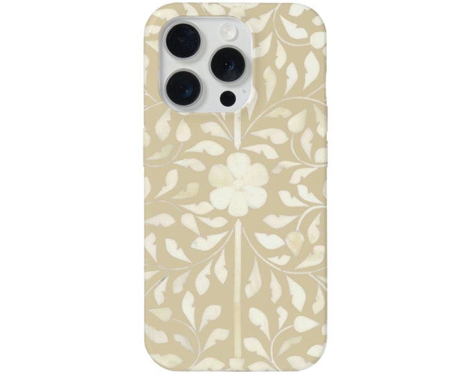 Bone Inlay Design iPhone 15, 14, 13, 12, 11 Pro/Plus/Max/Mini MAGSAFE, Snap Case or Tough Protective Cover, FAUX Sand/Ivory, Natural Beige