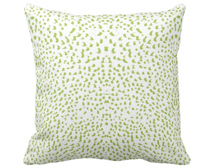 OUTDOOR Mirrored Abstract Animal Print Throw Pillow/Cover 14, 16, 18, 20, 26" Sq Pillow/Covers, Bright Green/White Spotted/Dots/Spots/Dot