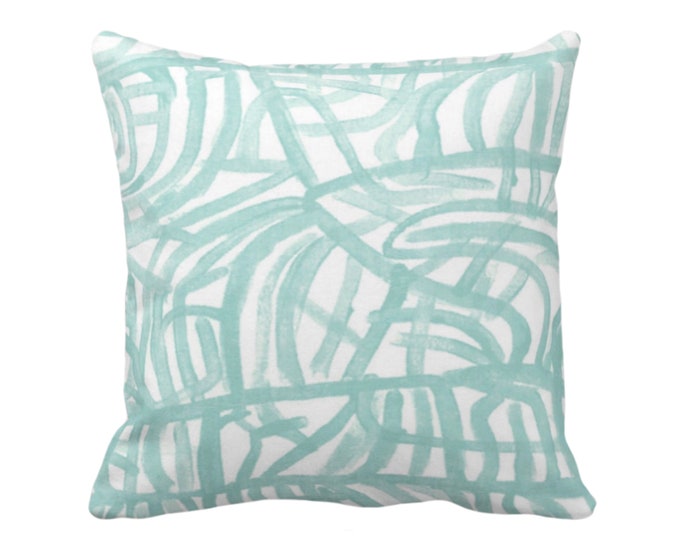 OUTDOOR Avant Throw Pillow/Cover, White/Aegean 16, 18, 20, 26" Sq Pillows/Covers Aloe/Mint Green Painted Abstract Modern/Geometric Print