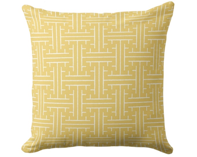 OUTDOOR Palm Beach Crosshatch Throw Pillow/Cover 16, 18, 20, 26" Sq Pillows/Covers Bright Yellow Modern/Geometric/Beach/Coastal Print/Design