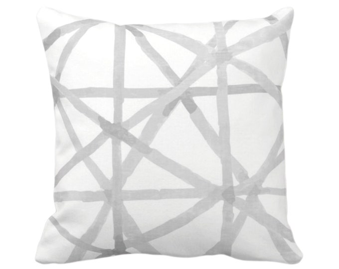 Painted Lines Throw Pillow or Cover, White/Smoke 16, 18, 20, 22, 26" Sq Pillows/Covers, Gray Modern/Starburst/Geometric/Geo/Abstract Print