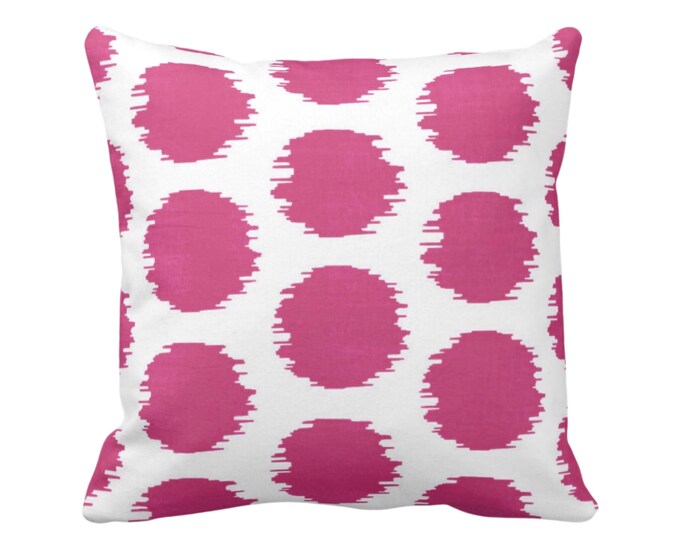 Ikat Dot Throw Pillow or Cover, Magenta/White 16, 18, 20, 22 or 26" Sq Pillows or Covers, Scribble/Dots/Spots/Circles/Dotted Print/Pattern