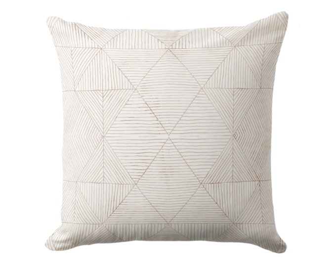 Fine Line Geo Print Throw Pillow or Cover 14, 16, 18, 20 or 26" Sq Pillows/Covers, Beige/White Minimal/Abstract/Lines/Modern Pattern