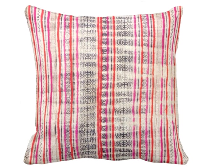 OUTDOOR Thai Batik PRINTED Throw Pillow or Cover Off-White/Indigo/Pink/Orange 14, 16, 18, 20" Sq Pillows/Covers Vintage Hmong/Tribal Print