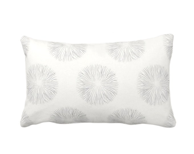 Sea Urchin Print Throw Pillow or Cover, Smoke/Off-White 12 x 20" Lumbar Pillows or Covers, Light Gray/Grey Abstract Geometric Pattern