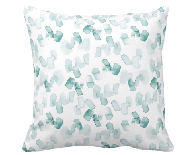 OUTDOOR Watercolor Confetti Abstract Throw Pillow or Cover, Lagoon/White 16, 18, 20, 26" Sq Pillows/Covers Dusty Blue/Green Print