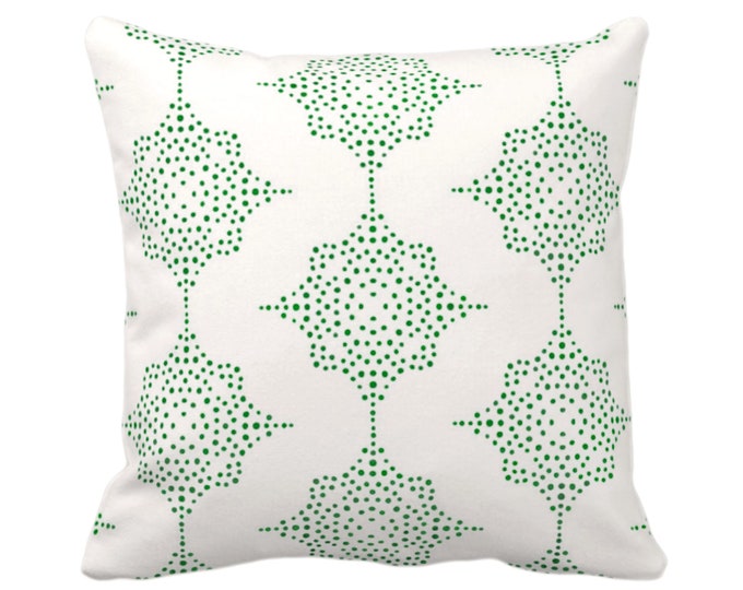 OUTDOOR Block Print Stars Throw Pillow Cover, Emerald/Ivory 16, 18, 20, 26" Sq Covers, Green Geometric/Geo/Blockprint/Medallion Pattern