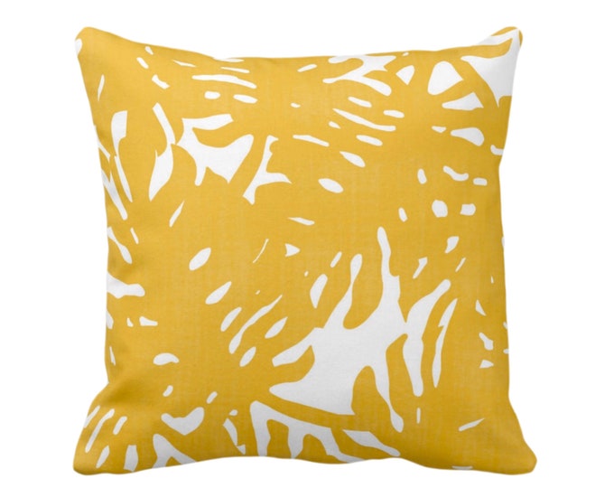 Palm Silhouette Throw Pillow or Cover Golden/White 16, 18, 20, 22 or 26" Sq Pillows/Covers Deep Yellow Tropical/Leaves/Palms Print/Pattern