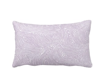 Sulcata Geo Throw Pillow or Cover, Dusty Purple & White 12 x 20" Lumbar Pillows/Covers Abstract Geometric/Wavy/Lines/Tribal Pattern/Print