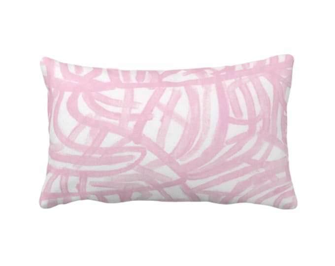 Avant Print Throw Pillow or Cover, White/Blossom 12 x 20" Lumbar Pillows/Covers Painted Light Pink Abstract/Geometric/Modern/Lines/Geo Paint