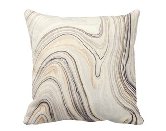Abstract Marble Throw Pillow Cover, Taupe Beige Swirl Design