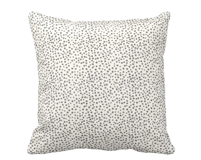 Confetti Dots Throw Pillow or Cover, Dark Gray & Cream Print 16, 18, 20, 22 or 26" Sq Pillows or Covers, Black/Ebony/Off-White Scatter Dot