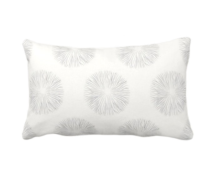 OUTDOOR Sea Urchin Throw Pillow or Cover, Smoke/Off-White 14 x 20" Lumbar Pillows/Covers, Gray/Grey Abstract/Geometric/Geo/Modern Pattern
