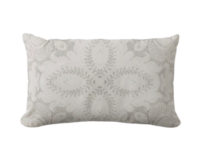 Nouveau Damask Throw Pillow or Cover, Putty Gray 12 x 20" Lumbar/Oblong Pillows/Covers Taupe/Warm Grey, Floral/Modern/Organic Print/Pattern