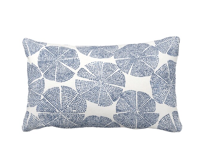 OUTDOOR Block Print Throw Pillow or Cover, Geo/Circles Navy Blue/White 14 x 20" Lumbar Pillows/Covers, Blockprint/Batik/Medallion/Pattern