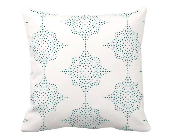 OUTDOOR Block Print Stars Throw Pillow or Cover, Teal/Ivory 14, 16, 18, 20, 26" Sq Pillows/Covers, Blue/Green Geometric/Blockprint/Star