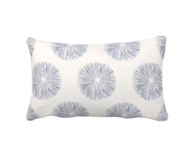 Sea Urchin Throw Pillow or Cover, Ivory/Navy 12 x 20" Lumbar Pillows or Covers, Off-White Dark Blue Abstract/Geometric/Geo/Modern Pattern