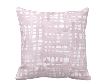 Watercolor Grid Throw Pillow or Cover, Mineral Mauve/White Pattern 16, 18, 20, 22 or 26" Square Pillows or Covers, Iced/Dusty Pink/Purple