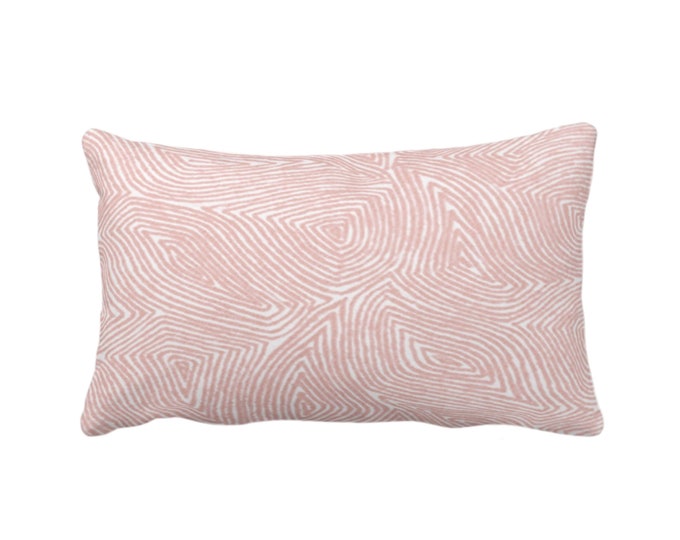 OUTDOOR Sulcata Geo Throw Pillow or Cover, Porcelain Pink/White 14 x 20" Lumbar Pillows/Covers, Abstract Geometric/Lines/Waves Print/Pattern