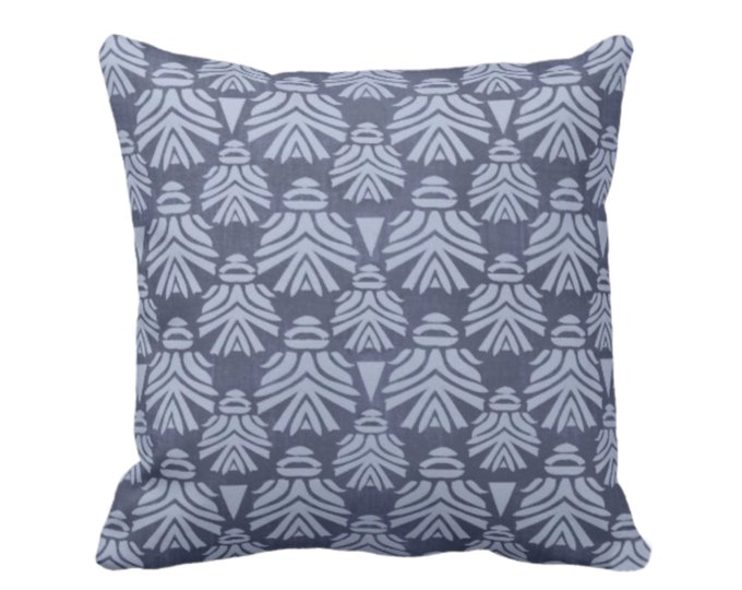 Block Print African Mask Throw Pillow or Cover, Navy/Indigo 16, 18, 20, 22, 26" Sq Pillows or Covers, Dark Blue Tribal Blockprint/Boho Print