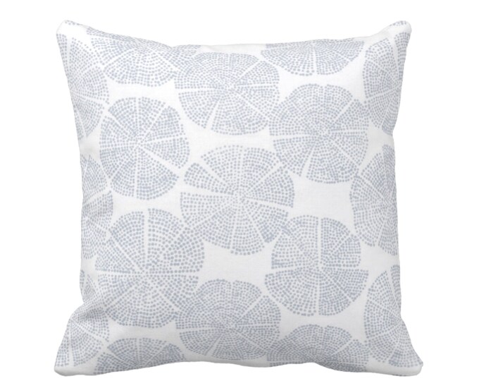 OUTDOOR Block Print Floral Throw Pillow or Cover, Chambray/Off-White 16, 18, 20, 26" Sq Pillows/Covers Dusty Blue Batik/Boho/Geo Print