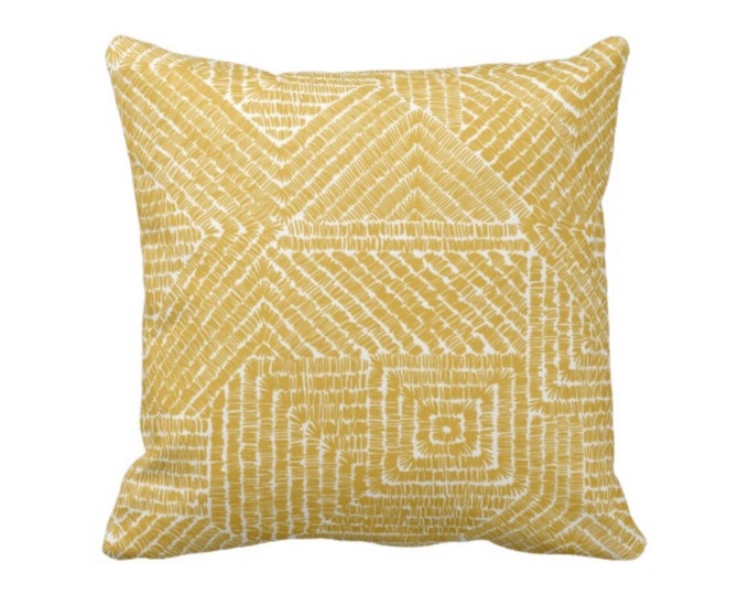 OUTDOOR Tribal Geo Throw Pillow/Cover, Citron 14, 16, 18, 20, 26" Sq Pillows/Covers, Yellow/Mustard Geometric/Tribal/Batik/Boho/Diamonds