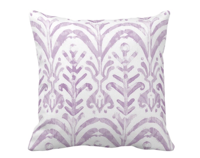 OUTDOOR Watercolor Print Throw Pillow or Cover, Lavender/White 14, 16, 18, 20, 26" Sq Pillows/Covers Painted/Boho/Tribal Light Purple Ikat