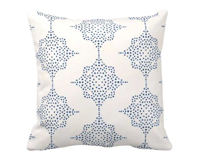 Block Print Stars Throw Pillow or Cover, Navy & Ivory 16, 18, 20, 22, 26" Sq Pillows/Covers, Dark Blue Blockprint/Boho/Geometric/Star Print