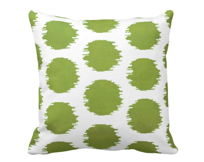 OUTDOOR Ikat Dot Throw Pillow or Cover, Bright Green/White 14, 16, 18, 20, 26" Sq Pillows/Covers, Dots/Spots/Dotted/Tribal Art Print/Pattern