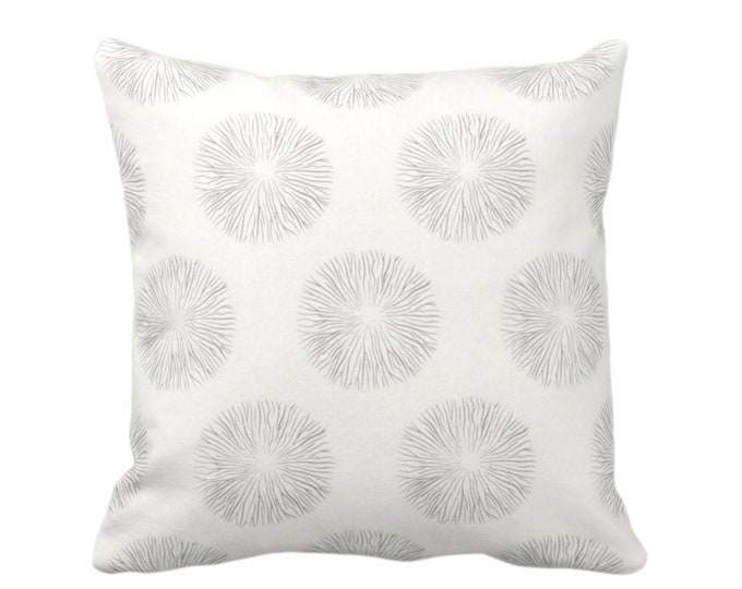 OUTDOOR Sea Urchin Print Throw Pillow or Cover, Smoke/Off-White 16, 18, 20, 26" Sq Pillows/Covers Gray Modern/Starburst/Geo/Geometric