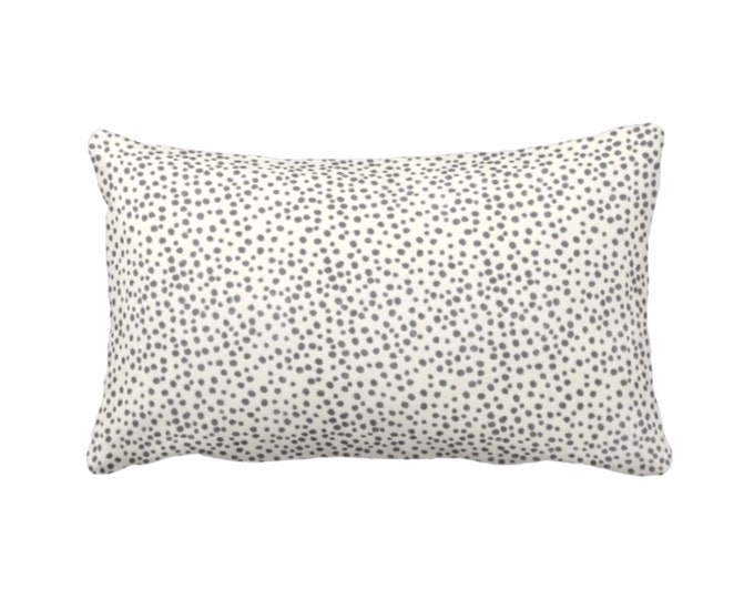 Confetti Dots Throw Pillow or Cover, Charcoal & Cream Print 12 x 20" Lumbar Pillows or Covers, Black/Ebony/Off-White Scatter Dot