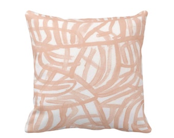 Peach Abstract Lines Throw Pillow Cover, Modern Geometric Print
