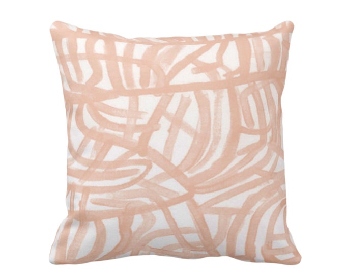 Avant Throw Pillow or Cover, Peach Fuzz 16, 18, 20, 22, 26" Sq Pillows/Covers Salmon/White Painted Abstract Modern/Geometric/Geo/Lines Print