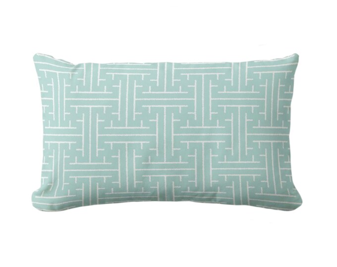 Palm Beach Crosshatch Throw Pillow or Cover 12 x 20" Lumbar Pillows/Covers, Aqua Blue/Green Modern/Geometric/Beach/Coastal Print/Pattern