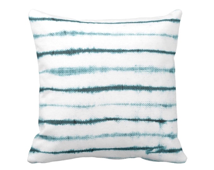 OUTDOOR Uneven Lines Throw Pillow or Cover, Teal/White Print 16, 18, 20 or 26" Sq Pillows/Covers, Striped/Stripe/Line Turquoise Blue