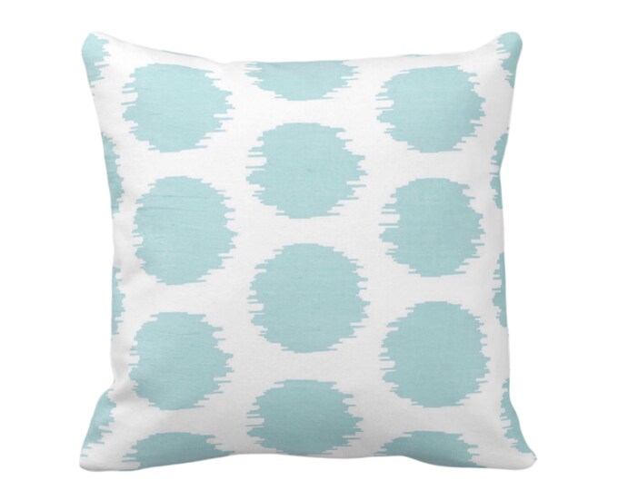 OUTDOOR Ikat Dot Throw Pillow or Cover, Soft Teal/White 16, 18, 20, 26" Sq Pillows/Covers Blue/Green Dots/Spots/Spot Print/Pattern